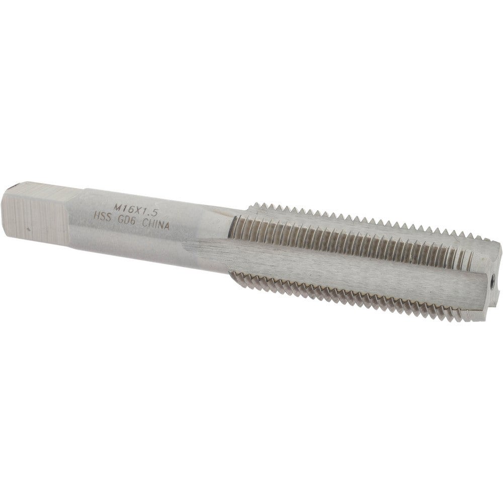 Straight Flute Tap: M16x1.50 Metric Fine, 4 Flutes, Plug, High Speed Steel, Bright/Uncoated