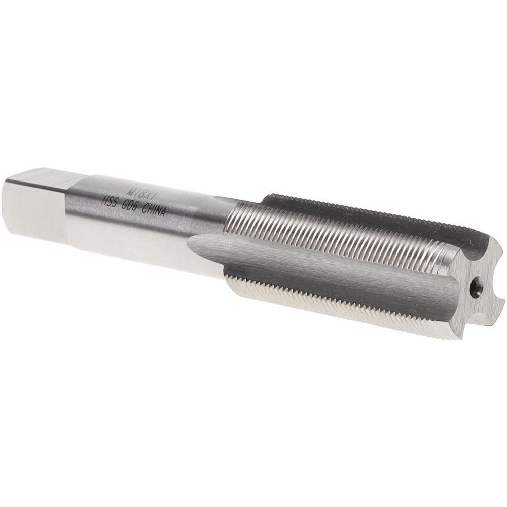 Straight Flute Tap: M18x1.00 Metric Fine, 4 Flutes, Plug, High Speed Steel, Bright/Uncoated