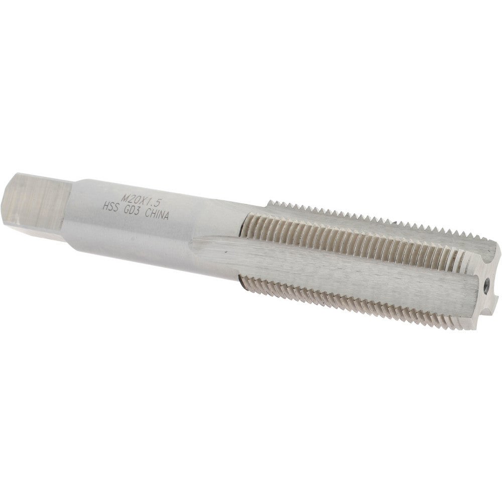 Straight Flute Tap: M20x1.50 Metric Fine, 4 Flutes, Plug, High Speed Steel, Bright/Uncoated