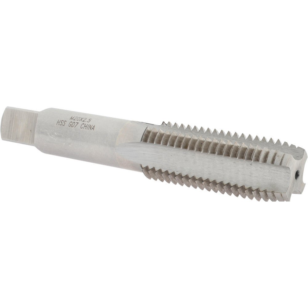 Straight Flute Tap: M20x2.50 Metric Coarse, 4 Flutes, Plug, 6H Class of Fit, High Speed Steel, Bright/Uncoated
