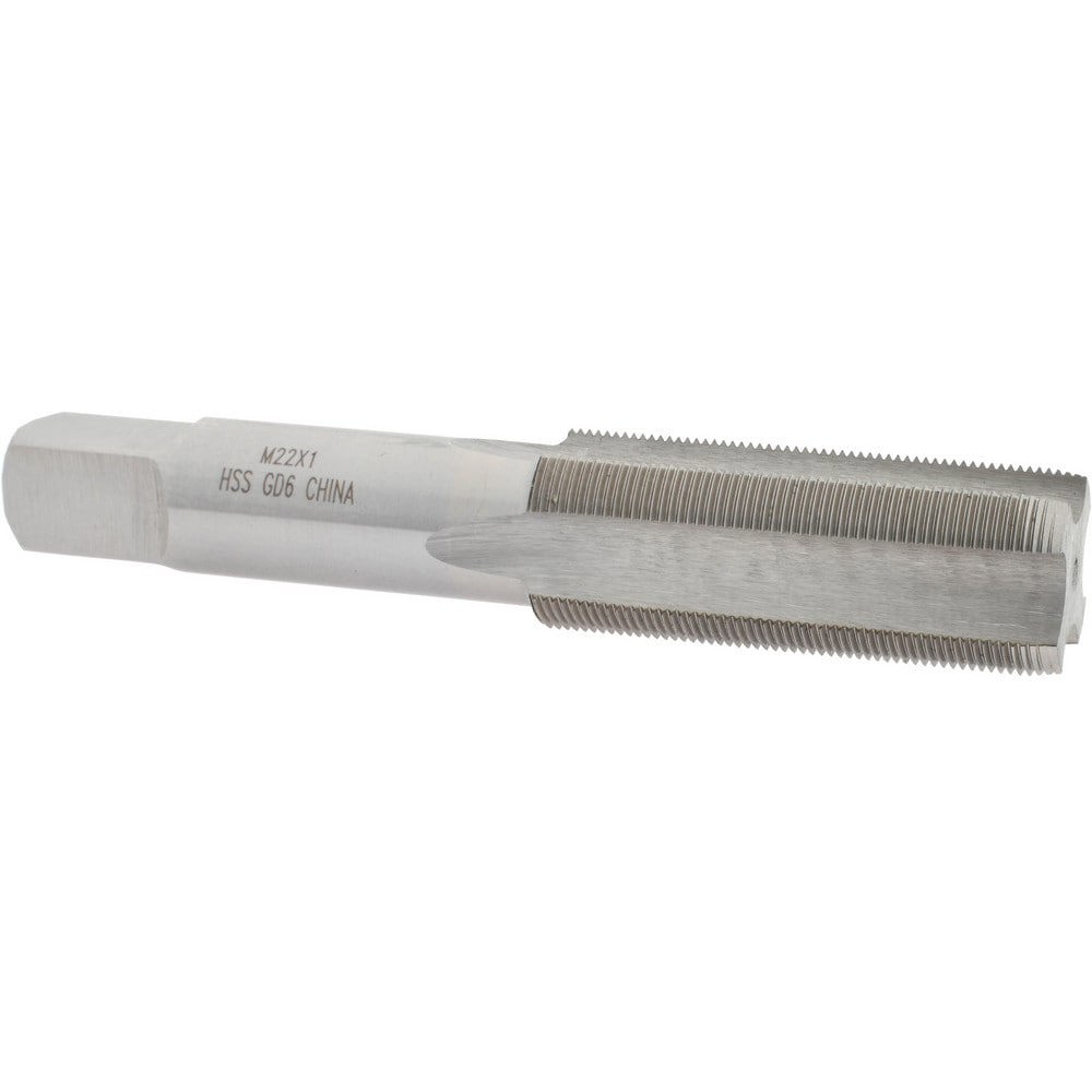 Straight Flute Tap: M22x1.00 Metric Fine, 4 Flutes, Plug, High Speed Steel, Bright/Uncoated
