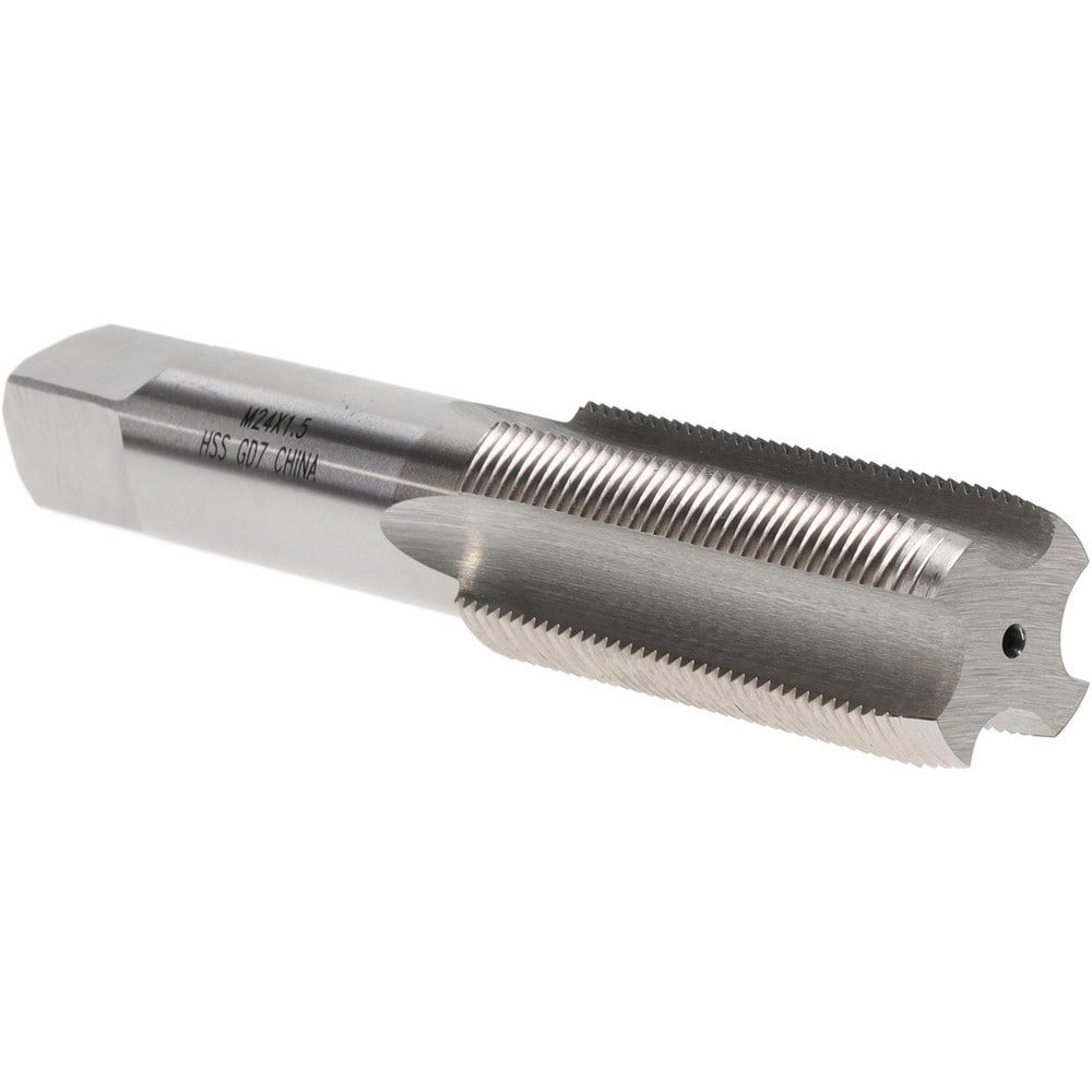 Straight Flute Tap: M24x1.50 Metric Fine, 4 Flutes, Plug, High Speed Steel, Bright/Uncoated