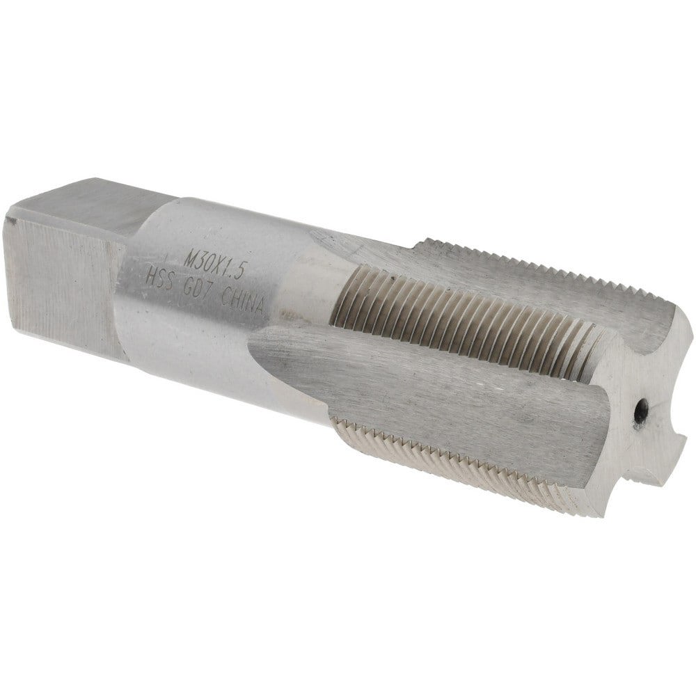 Straight Flute Tap: M30x1.50 Metric Fine, 4 Flutes, Plug, High Speed Steel, Bright/Uncoated