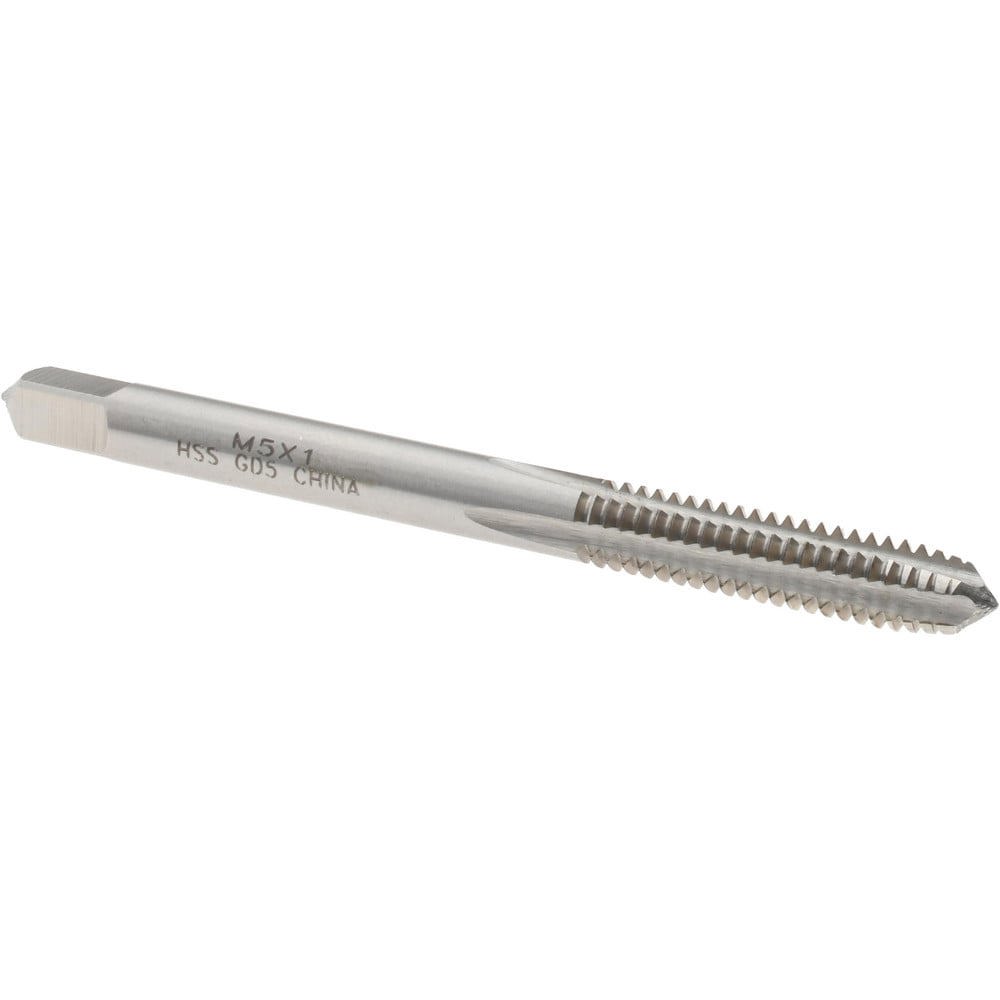 Straight Flute Tap: M5x1.00 Metric Special, 4 Flutes, Plug, 6H Class of Fit, High Speed Steel, Bright/Uncoated