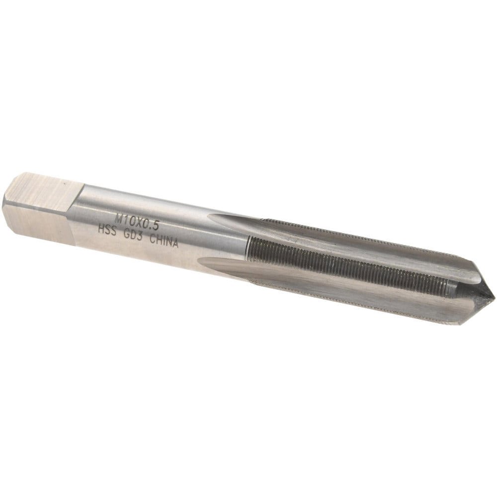 Straight Flute Tap: M10x0.50 Metric Special, 4 Flutes, Plug, 6H Class of Fit, High Speed Steel, Bright/Uncoated