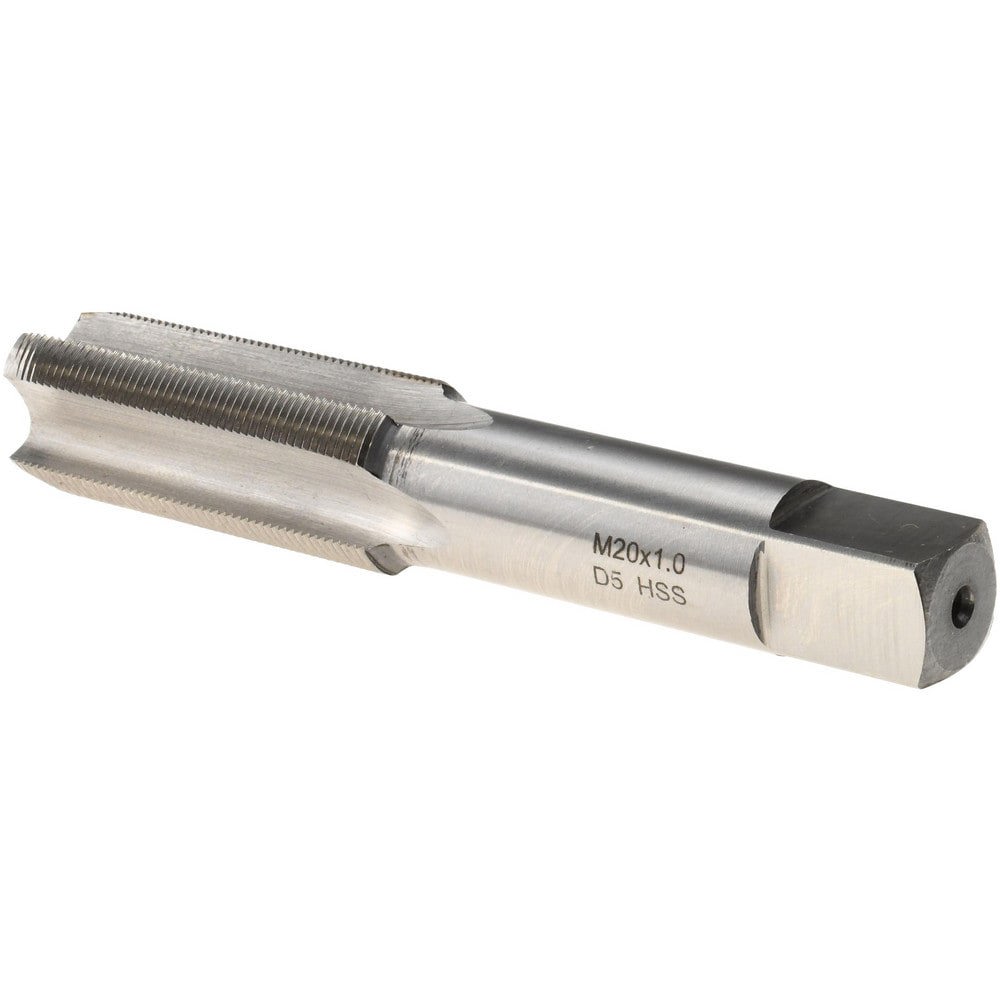 Straight Flute Tap: M20x1.00 Metric Fine, 4 Flutes, Plug, High Speed Steel, Bright/Uncoated