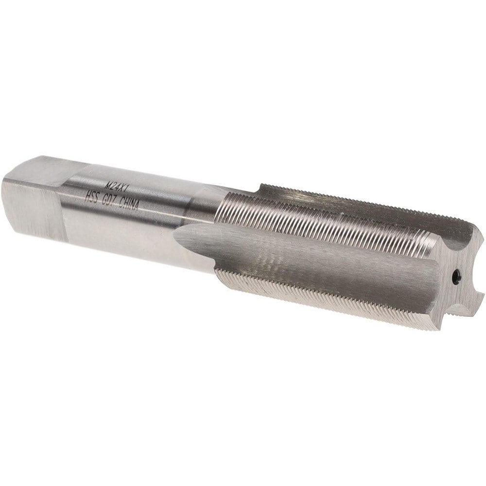 Straight Flute Tap: M24x1.00 Metric Fine, 4 Flutes, Plug, High Speed Steel, Bright/Uncoated