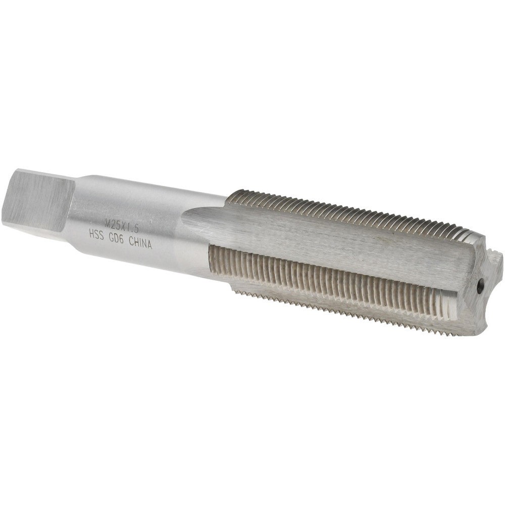 Straight Flute Tap: M25x1.50 Metric Fine, 4 Flutes, Plug, 6H Class of Fit, High Speed Steel, Bright/Uncoated