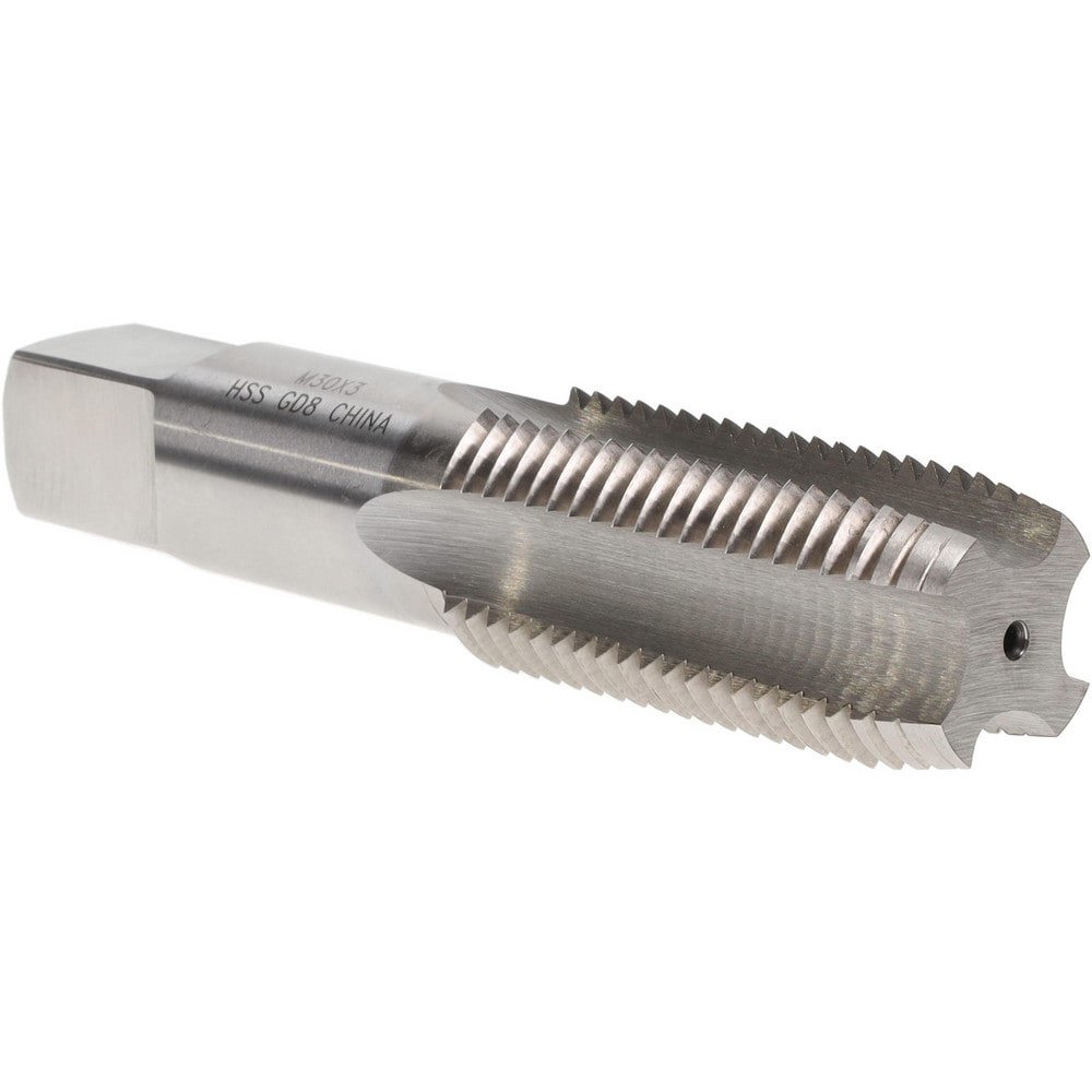 Straight Flute Tap: M30x3.00 Metric Fine, 4 Flutes, Plug, 6H Class of Fit, High Speed Steel, Bright/Uncoated