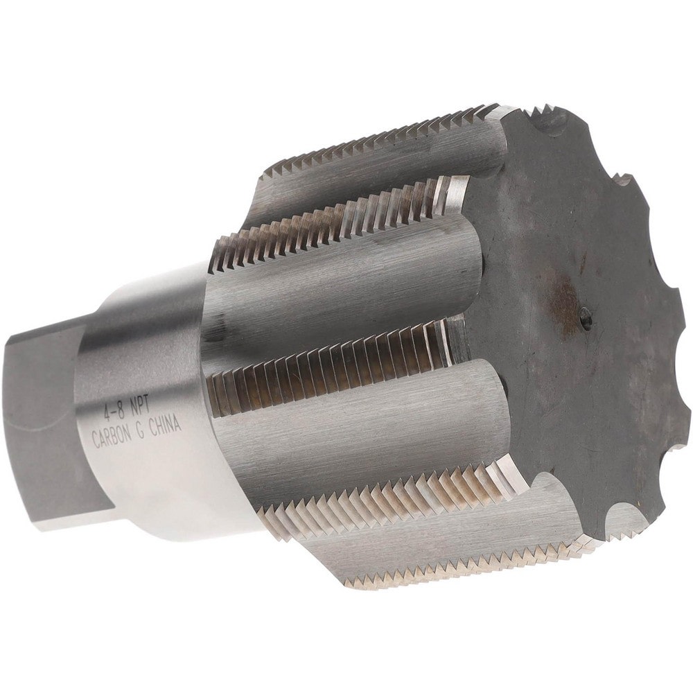 Standard Pipe Tap: 4-8, NPT, 10 Flutes, Carbon Steel, Bright/Uncoated