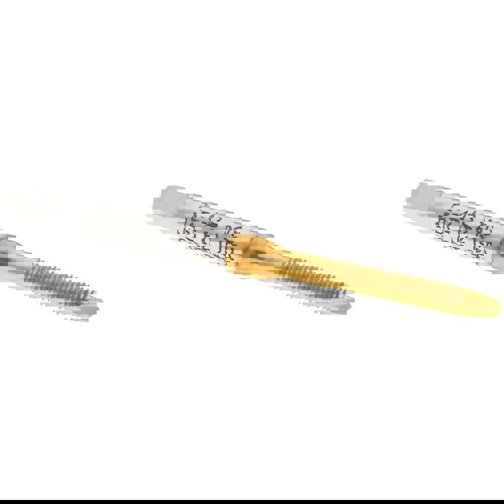 Spiral Point Tap: #3-48 UNC, 2 Flutes, Plug, 2B Class of Fit, High Speed Steel, TiN Coated