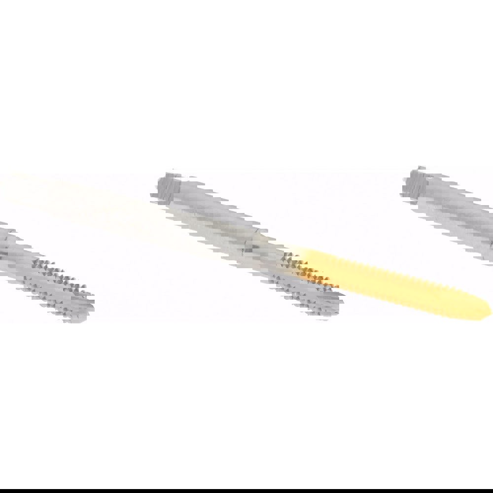 Spiral Point Tap: #4-40 UNC, 2 Flutes, Plug, 2B/3B Class of Fit, High Speed Steel, TiN Coated