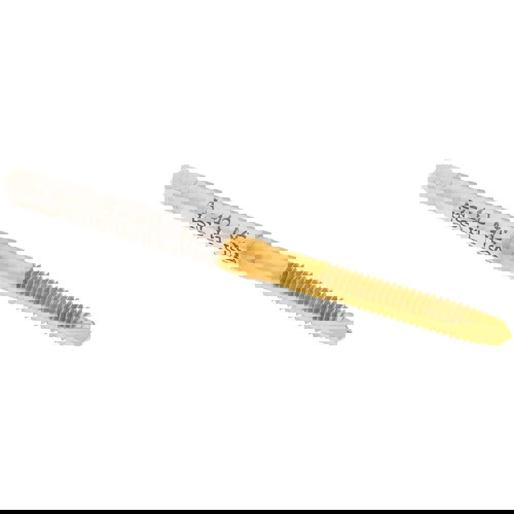 Spiral Point Tap: #5-40 UNC, 2 Flutes, Plug, High Speed Steel, TiN Coated