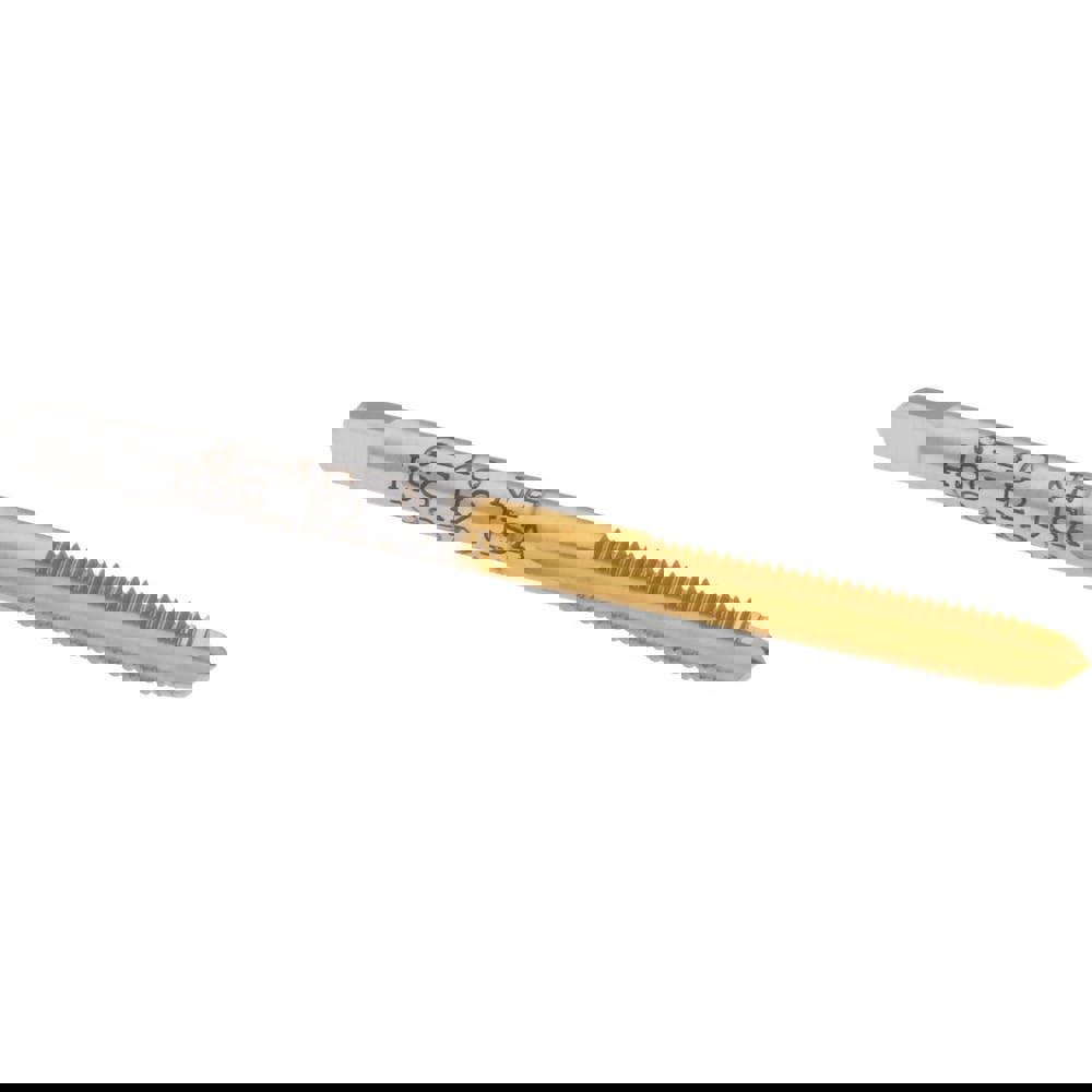 Straight Flutes Tap: #6-40, UNF, 3 Flutes, Plug, 2B & 3B, High Speed Steel, TiN Finish