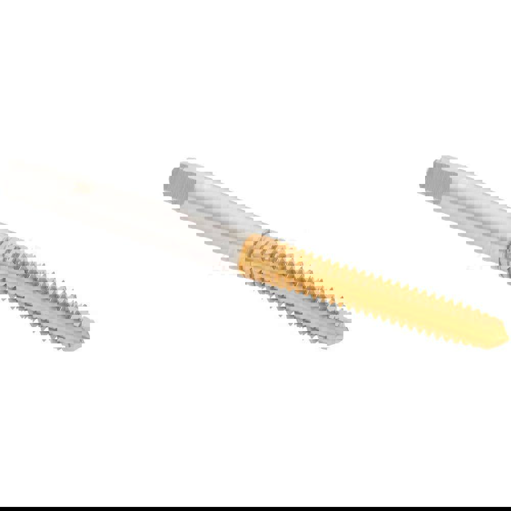 Straight Flute Tap: #10-24 UNC, 4 Flutes, Plug, 2B/3B Class of Fit, High Speed Steel, TiN Coated