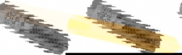 Straight Flute Tap: 1/4-28 UNF, 4 Flutes, Plug, 3B Class of Fit, High Speed Steel, TiN Coated