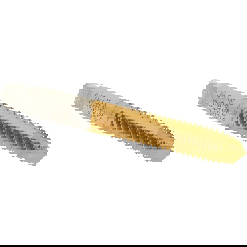 Spiral Point Tap: 3/8-16 UNC, 3 Flutes, Plug, High Speed Steel, TiN Coated