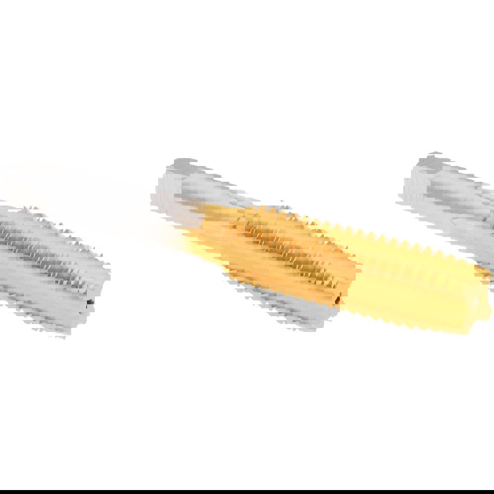 Straight Flute Tap: 7/16-14 UNC, 4 Flutes, Plug, High Speed Steel, TiN Coated