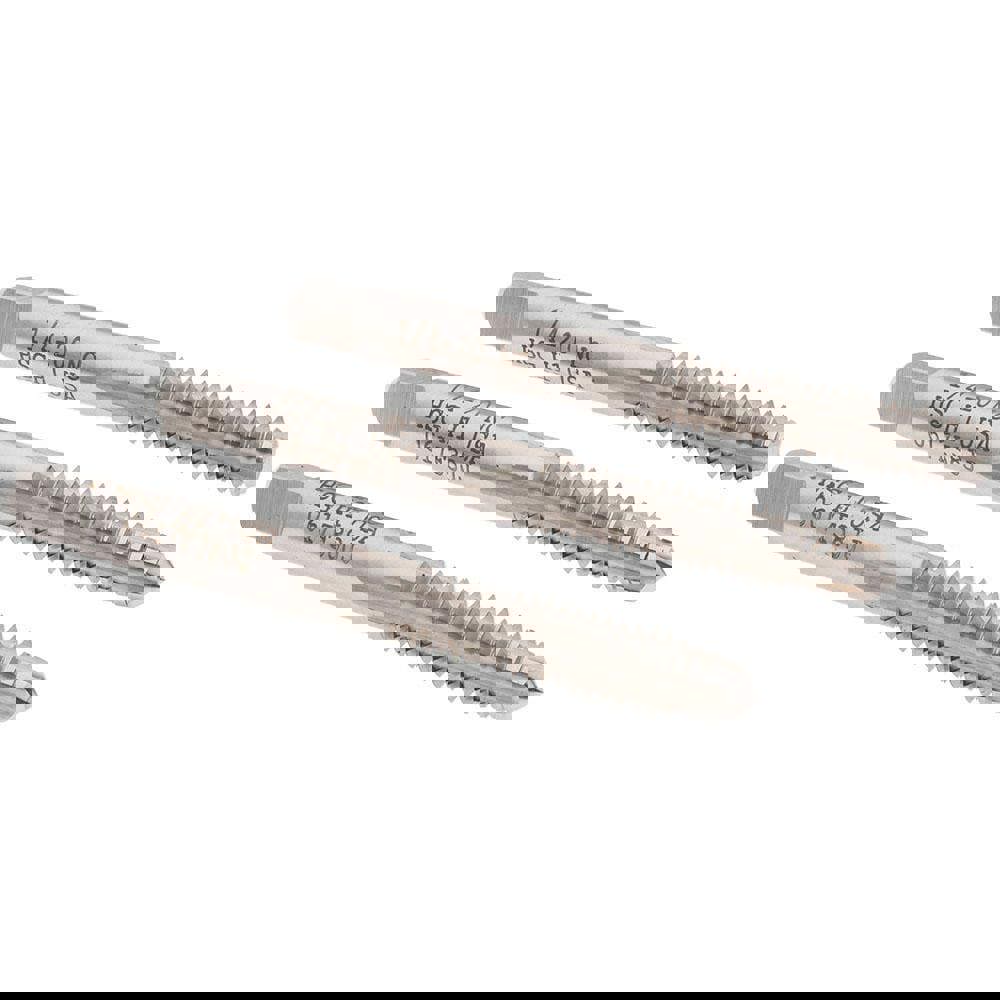 Tap Set: 1/4-20 UNC, 4 Flute, High Speed Steel, Bright Finish