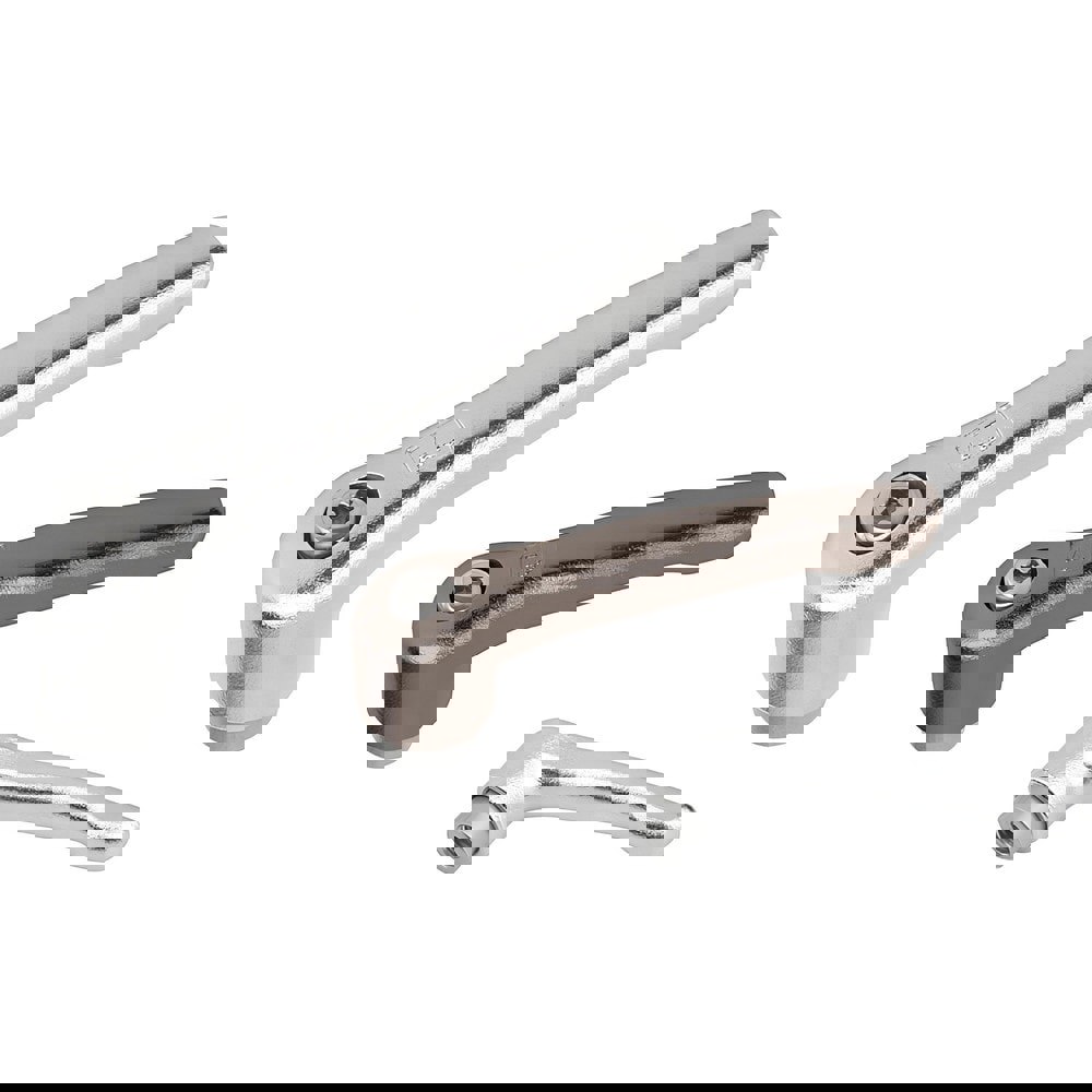 Threaded Stud Adjustable Clamping Handle: M6 x 1.00 Thread, 10 mm Hub Dia, Stainless Steel