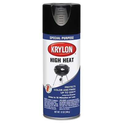 High Heat Spray Paint: Black, Satin, 12 oz