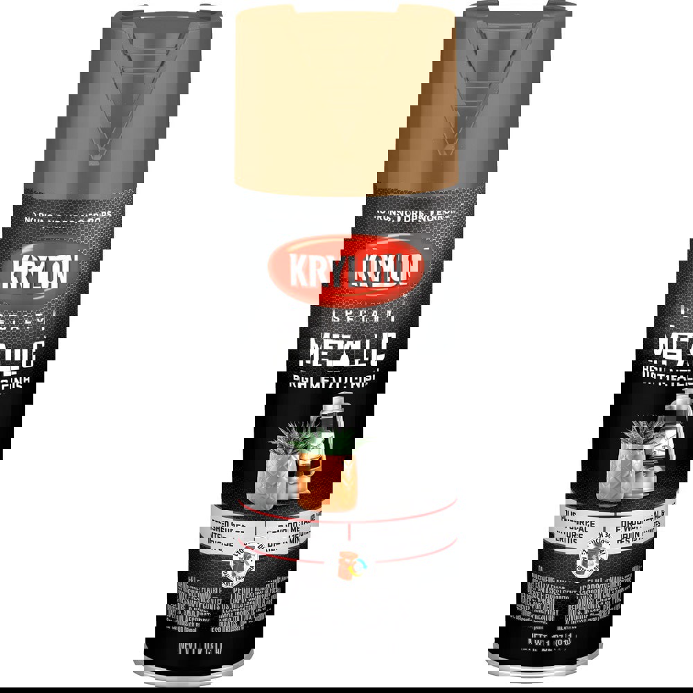 Spray Paints; Product Type: Spray Paint ; Color: Brass ; Finish: Metallic ; Color Family: Aluminum; Metallic ; Container Size (oz.): 11.000 ; Application: Wood; Metal; Plastic; Papier-Mache; Glass; Plaster; Ceramic; Paper; Wicker Surfaces