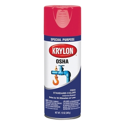 Enamel Spray Paint: OSHA Red, Gloss, 12 oz