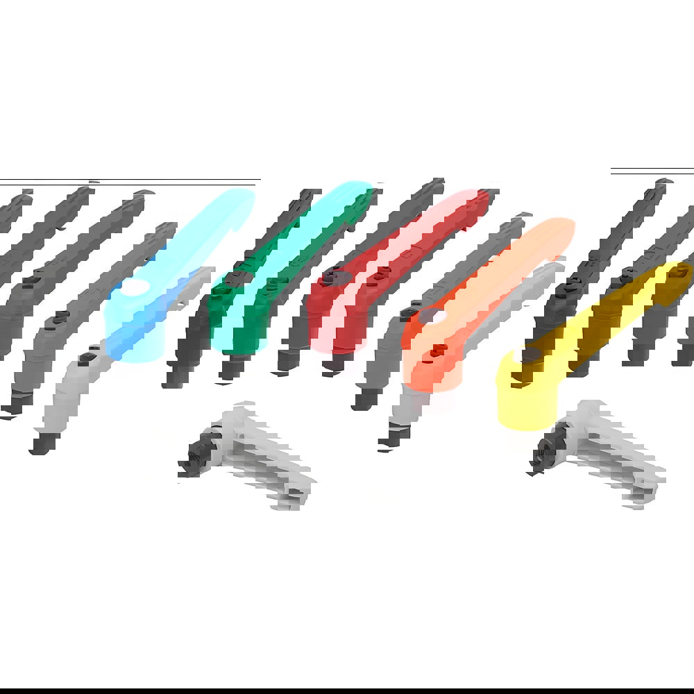 Tension Lever Adjustable Clamping Handle: M6 x 1.00 Thread, 18 mm Hub Dia, Fiberglass Reinforced Plastic