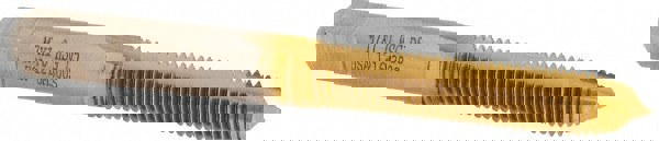 Spiral Point Tap: M7x1.00 Metric Coarse, 2 Flutes, Plug, High Speed Steel, TiN Coated