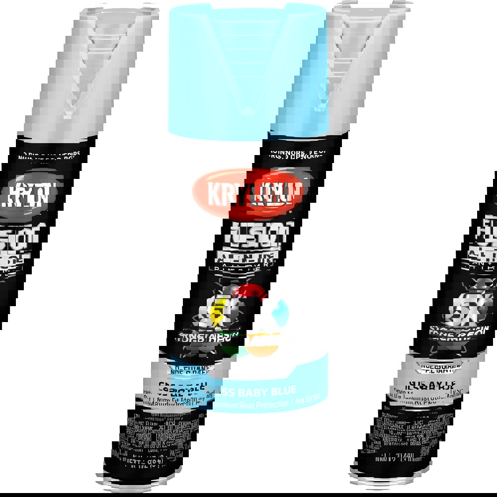 Spray Paints; Product Type: Spray Paint ; Color: Baby Blue ; Finish: Gloss ; Color Family: Blue ; Container Size (oz.): 12.000 ; Application: Wood; Metal; Wicker; Plastic; Glass; Tile; Masonry Surfaces