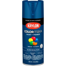 Spray Paints; Product Type: Acrylic Enamel ; Color: Regal Blue ; Finish: Gloss ; Color Family: Blue ; Container Size (oz.): 12.000 ; Application: Wood; Metal; Wicker; Papier-Mache; Glass; Plaster; Ceramic; Fabric; Paper Surfaces