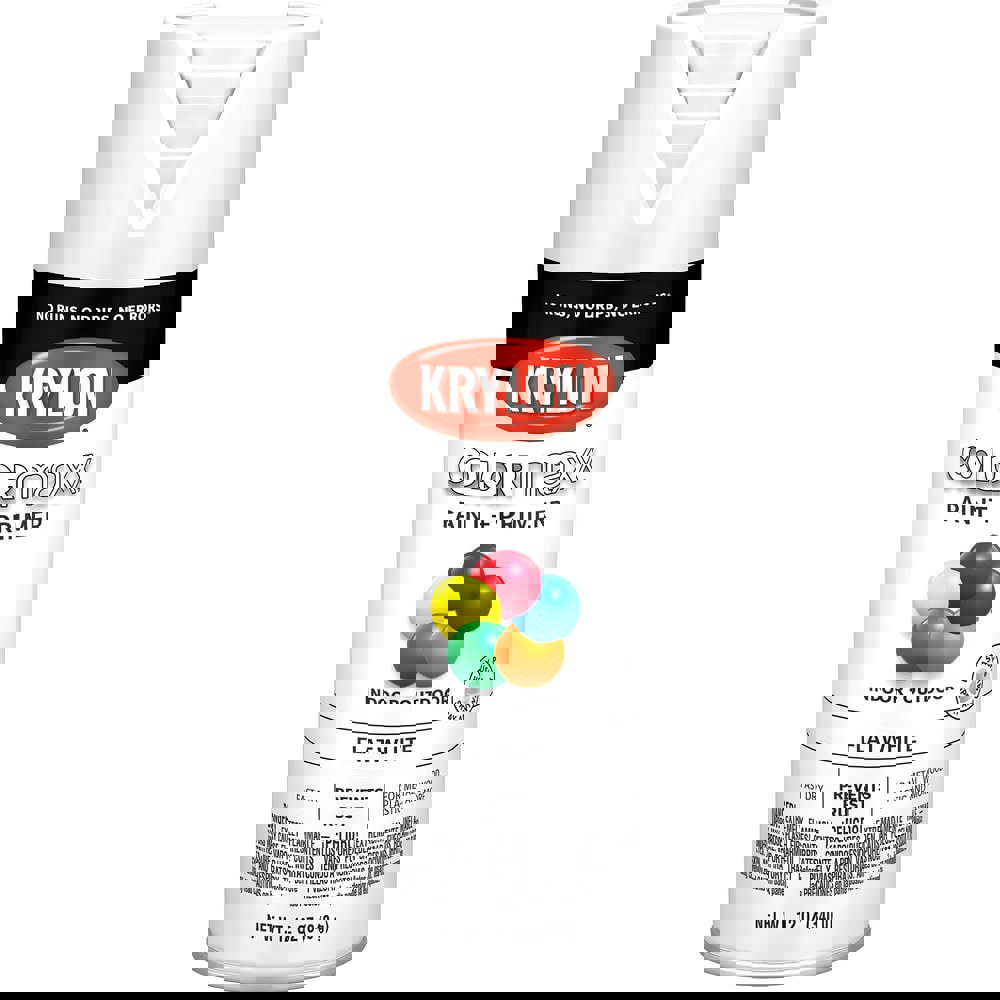 Spray Paints; Product Type: Acrylic Enamel ; Color: White ; Finish: Flat ; Color Family: White ; Container Size (oz.): 12.000 ; Application: Wood; Metal; Wicker; Papier-Mache; Glass; Plaster; Ceramic; Fabric; Paper Surfaces