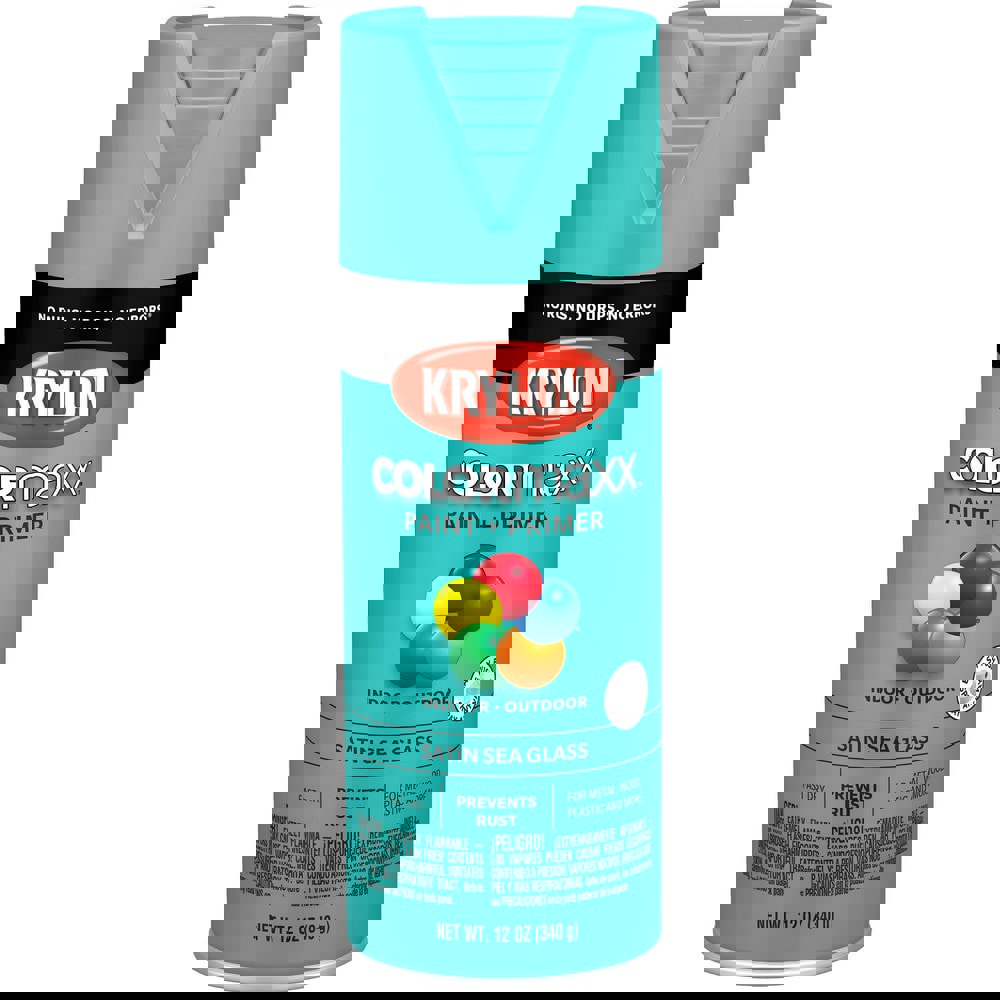 Spray Paints; Product Type: Acrylic Enamel ; Color: Sea Glass ; Finish: Satin ; Color Family: Green ; Container Size (oz.): 12.000 ; Application: Wood; Metal; Wicker; Papier-Mache; Glass; Plaster; Ceramic; Fabric; Paper Surfaces