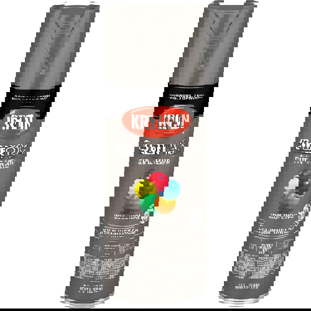 Spray Paints; Product Type: Acrylic Enamel ; Color: Machinery Gray ; Finish: Gloss ; Color Family: Gray ; Container Size (oz.): 12.000 ; Application: Wood; Metal; Wicker; Papier-Mache; Glass; Plaster; Ceramic; Fabric; Paper Surfaces