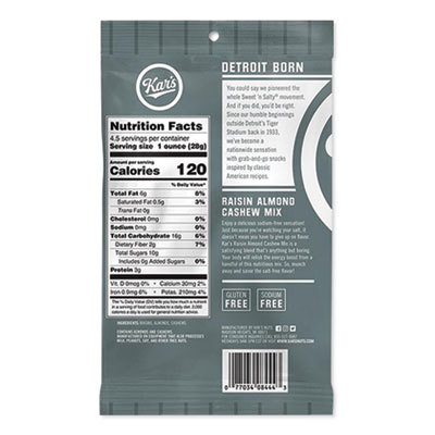 Fresh Harvest Trail Mix, Raisin Almond Cashew, 4.5 Oz Bag, 12/box