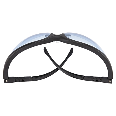 Safety Glasses: Scratch-Resistant, Polycarbonate, Blue Lenses, Full-Framed