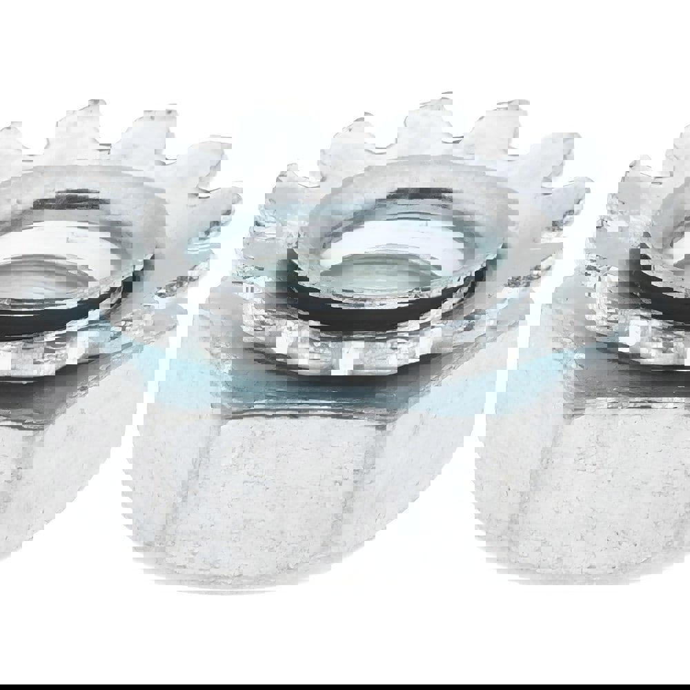 Hex Nuts With Lock Washers; Lock Washer Type: External Tooth ; Material: Steel ; Thread Size: 8/32 ; Material Grade: A2 ; Finish: Zinc ; Thread Standard: UNC