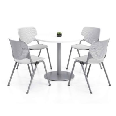 TABLE,WHT, 4 CHAIRS,GR