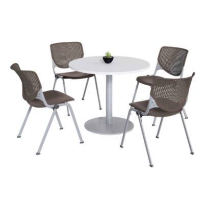 TABLE,WHT, 4 CHAIRS,BN
