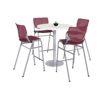 TABLE,4 BURG STOOLS,WH