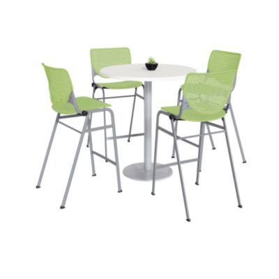 TABLE,4 LGRN STOOLS,WH