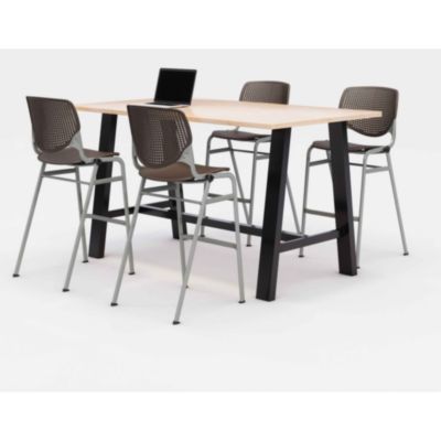 TABLE,4 BRN CHAIRS,DBR