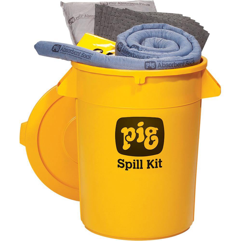 Spill Kits; Kit Type: Universal Spill Kit; Container Type: Can; Absorption Capacity: 21 gal; Color: Hi-Vis Yellow; Portable: No; Capacity per Kit (Gal.): 21 gal