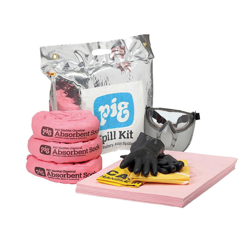 Spill Kits; Kit Type: Battery Acid Spill ; Container Type: Bag ; Absorption Capacity: 4.5gal ; Color: Silver