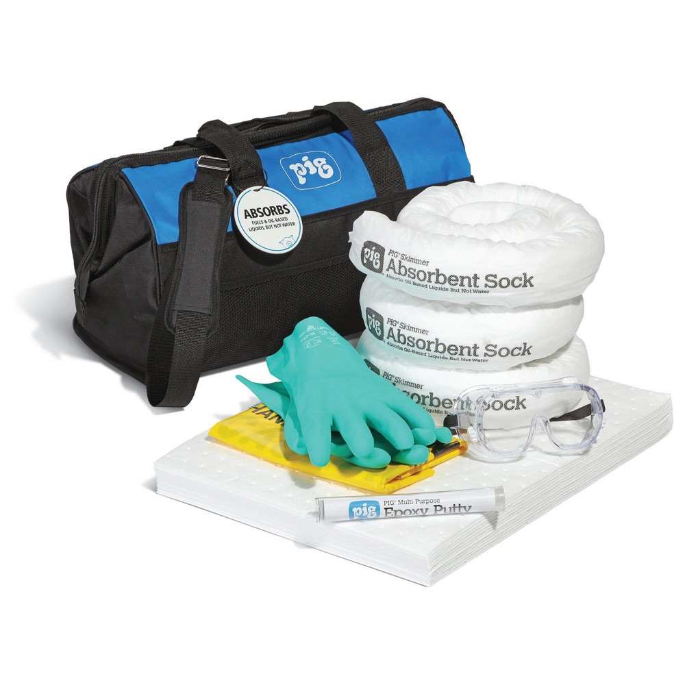 Spill Kits; Kit Type: Oil-Based Liquids ; Application: Oil Only ; Container Type: Bag ; Container Size (Gal.): 9 ; Container Size (Lb.): 10 ; Color: Black; Blue