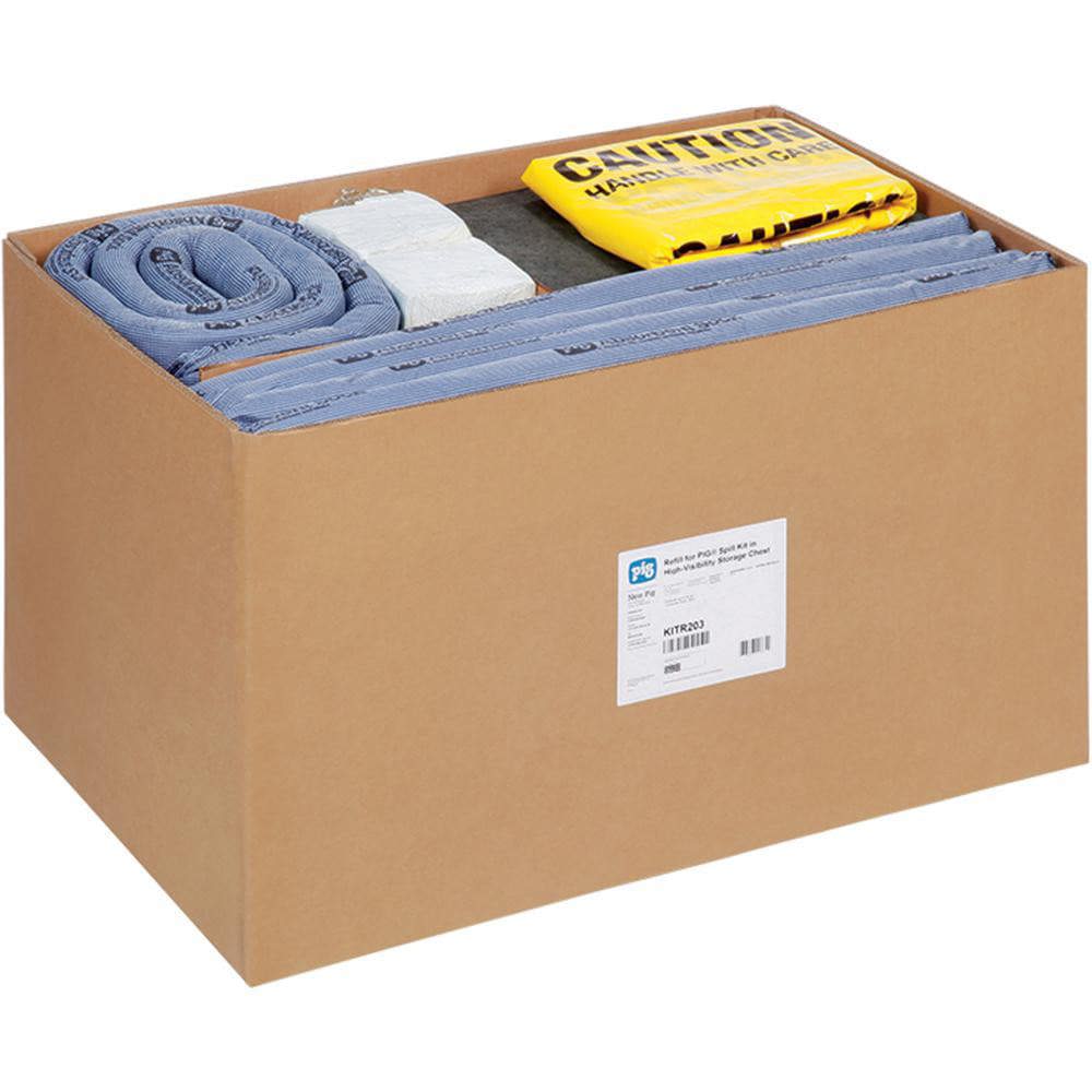 Spill Kits; Kit Type: Universal Spill Kit; Container Type: Box; Absorption Capacity: 76 gal; Capacity per Kit (Gal.): 76 gal; Includes: 1 - Instructions; 31 - Ext. Dia. 3
