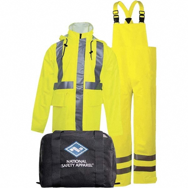 Suit with Pants: Size L, ANSI 107-2010, High-Visibility Yellow, Polyurethane