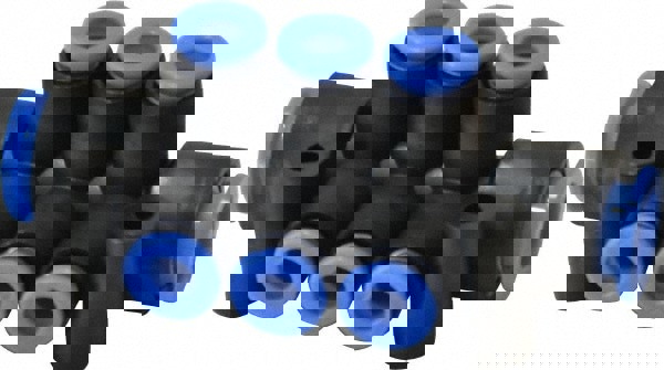 Manifold: 10 mm Inlet, 6 mm Outlet, 2 Inlet Ports, 6 Outlet Ports, 76 mm OAL