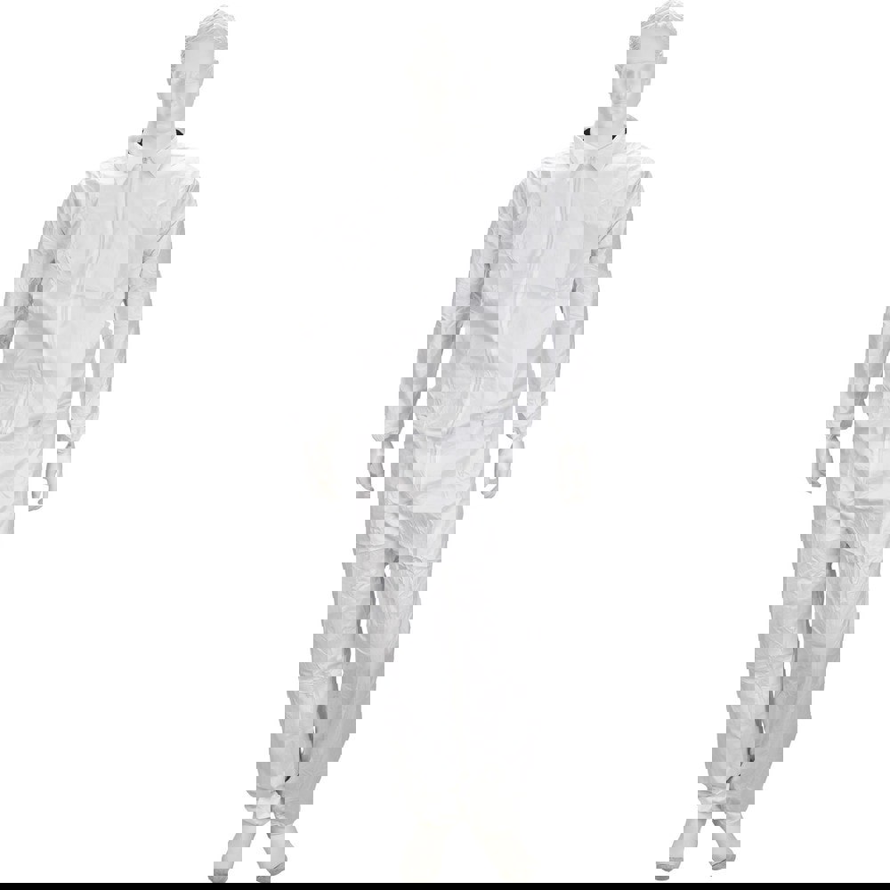 Coverall: White, Non-Disposable, Large, 50G, Pack