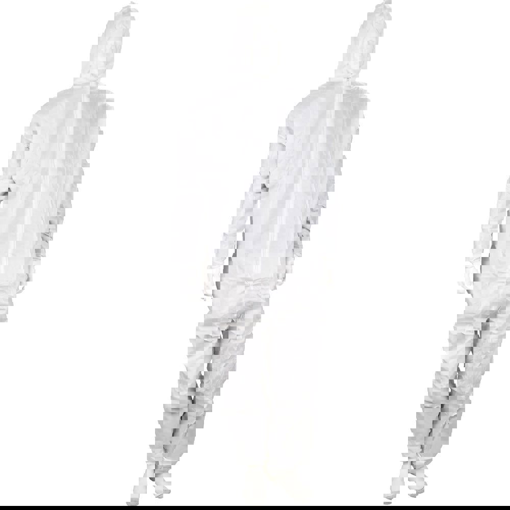 Non-Disposable Rain & Chemical-Resistant Coveralls: Size X-Large, White, Film Laminate